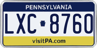 PA license plate LXC8760