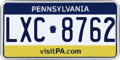 PA license plate LXC8762