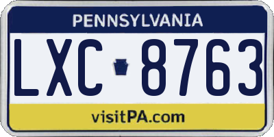 PA license plate LXC8763