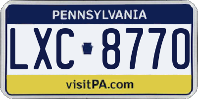 PA license plate LXC8770