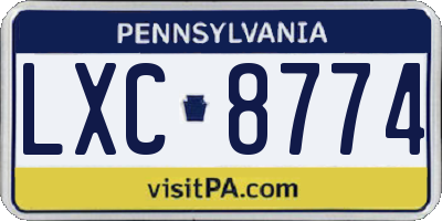 PA license plate LXC8774
