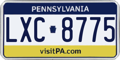 PA license plate LXC8775