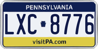 PA license plate LXC8776