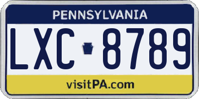 PA license plate LXC8789