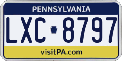 PA license plate LXC8797
