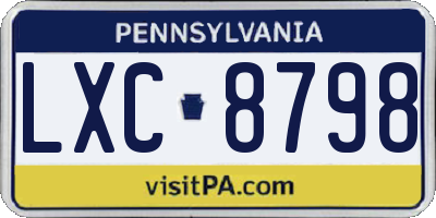 PA license plate LXC8798