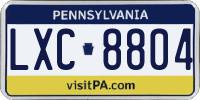 PA license plate LXC8804