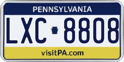 PA license plate LXC8808