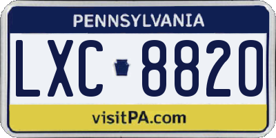 PA license plate LXC8820