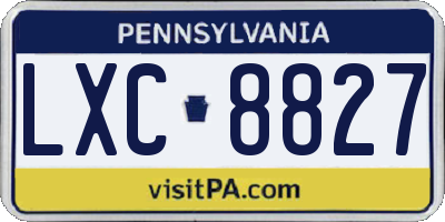 PA license plate LXC8827