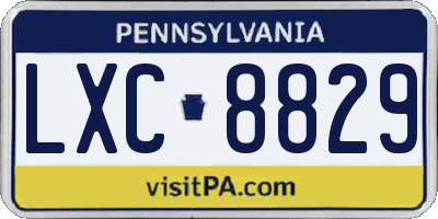PA license plate LXC8829