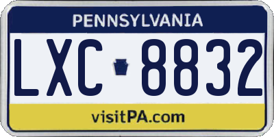 PA license plate LXC8832