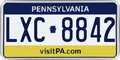 PA license plate LXC8842