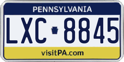 PA license plate LXC8845