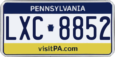 PA license plate LXC8852