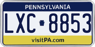 PA license plate LXC8853