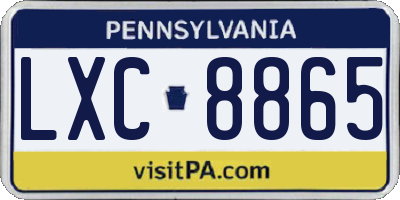 PA license plate LXC8865