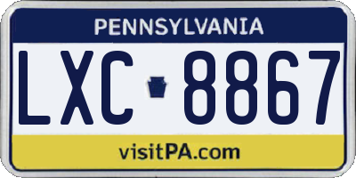 PA license plate LXC8867