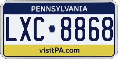 PA license plate LXC8868
