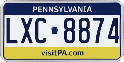 PA license plate LXC8874