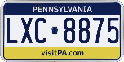 PA license plate LXC8875
