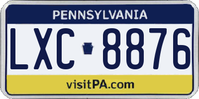PA license plate LXC8876