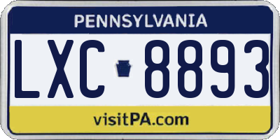 PA license plate LXC8893