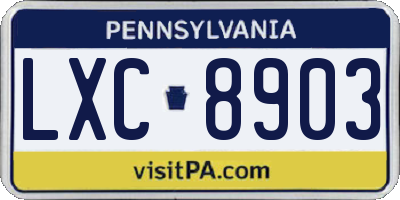 PA license plate LXC8903