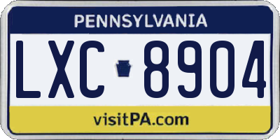 PA license plate LXC8904