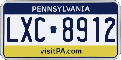 PA license plate LXC8912
