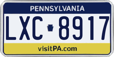 PA license plate LXC8917