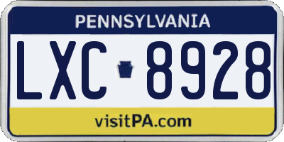 PA license plate LXC8928