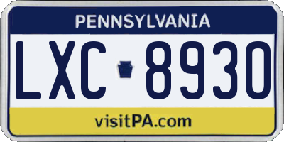 PA license plate LXC8930
