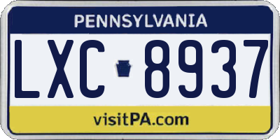 PA license plate LXC8937