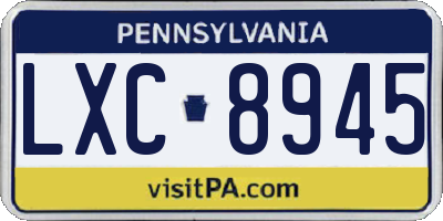 PA license plate LXC8945