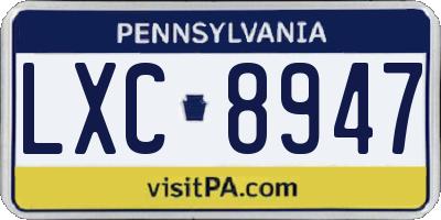 PA license plate LXC8947