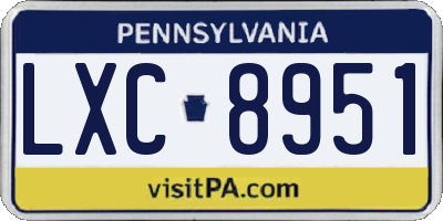 PA license plate LXC8951