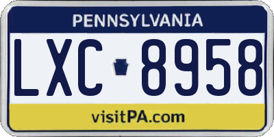 PA license plate LXC8958