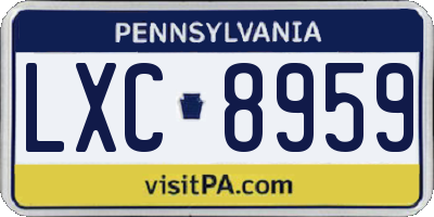PA license plate LXC8959