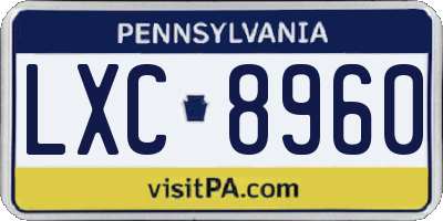 PA license plate LXC8960