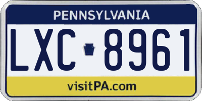 PA license plate LXC8961
