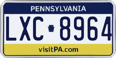 PA license plate LXC8964