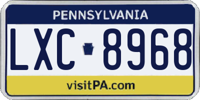 PA license plate LXC8968