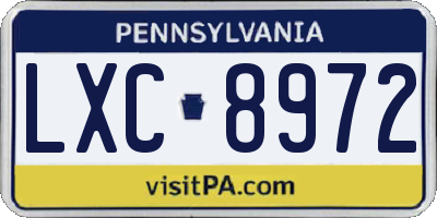 PA license plate LXC8972