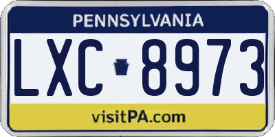 PA license plate LXC8973