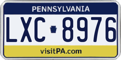 PA license plate LXC8976