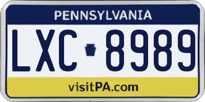 PA license plate LXC8989