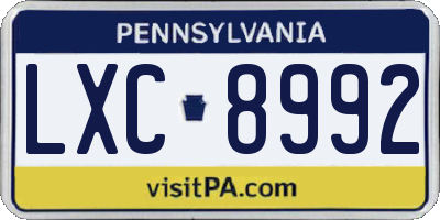 PA license plate LXC8992