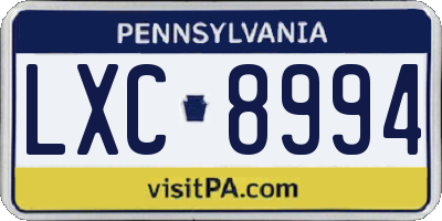 PA license plate LXC8994