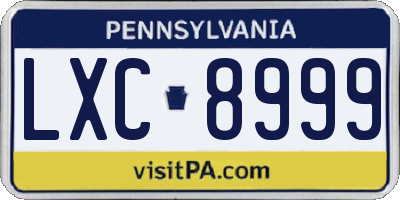 PA license plate LXC8999